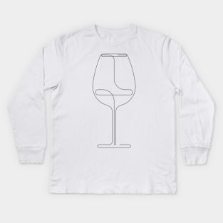 Wine glass line drawing Kids Long Sleeve T-Shirt